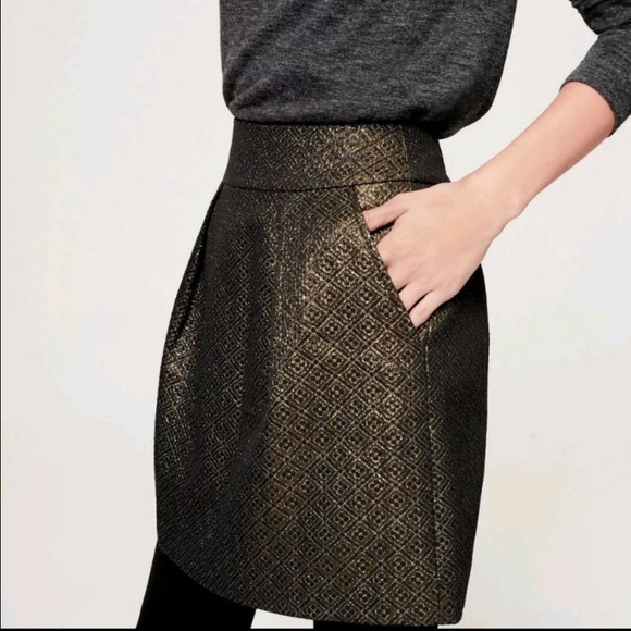 LOFT Dresses & Skirts - Ann Taylor LOFT black gold skirt NWT 8